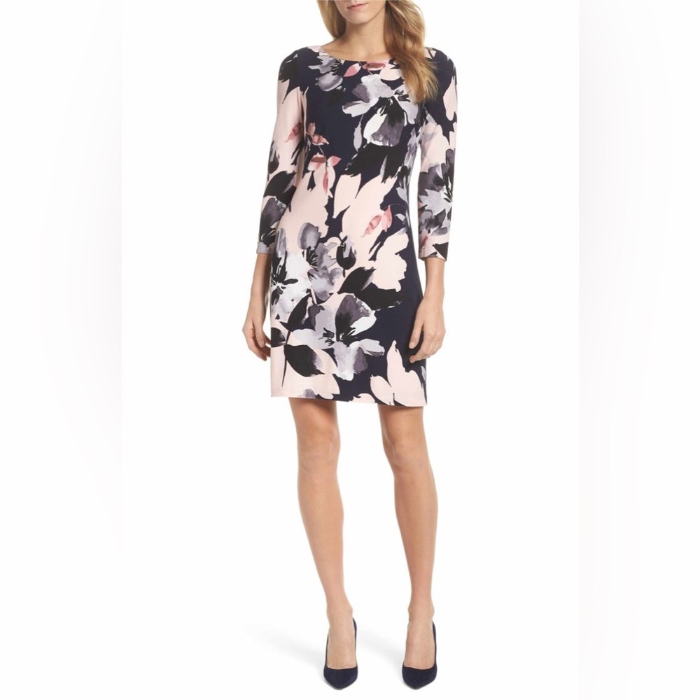 VINCE CAMUTO Corpcore  Floral-Print Crepe Sheath Dress Size 14